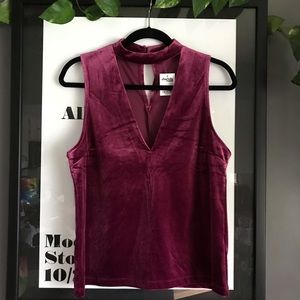 NWT Charlotte Russe velvet plum choker tank. 💜